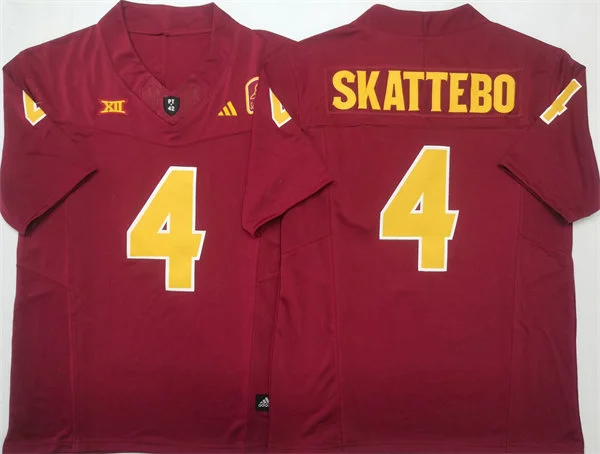 Mens Arizona State Sun Devils #4 Cam Skattebo 2024 Maroon Football Game Jersey
