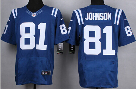 Men's Indianapolis Colts #81 Andre Johnson Home Blue Nik Elite Jersey