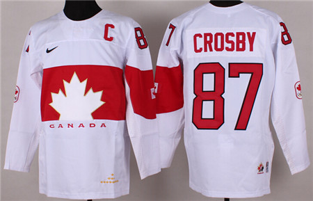 Men's Canada 2014 Olympics Hockey Jersey #87 Sidney Crosby Team White