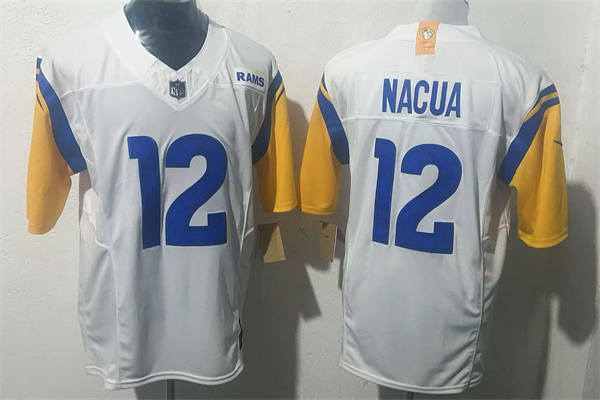 Mens Los Angeles Rams #12 Puka Nacua Nike White Alternate Vapor F.U.S.E. Limited Jersey
