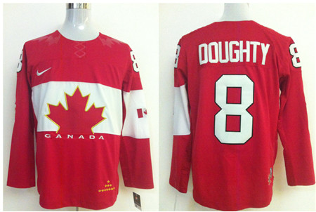 Men's Canada 2014 Olympics Hockey Jersey #8 Drew Doughty Team Red