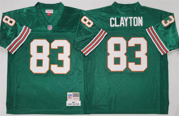 Men's Miami Dolphins #83 Mark Clayton Mitchell & Ness 1984 Aqua Throwback Jersey