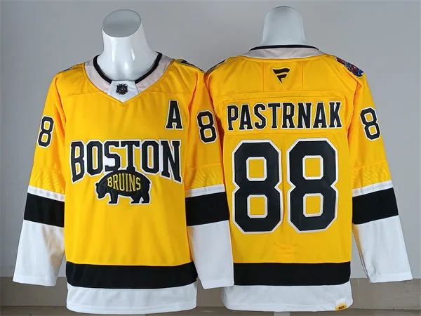 Men's Boston Bruins #88 David Pastrnak 2026 Stadium Series Premium Jersey Yellow