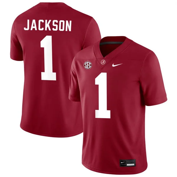 Mens Youth Alabama Crimson Tide #1 Domani Jackson Maroon College Football Game Jersey