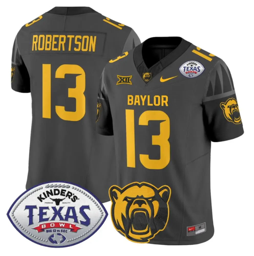 Baylor Bears #13 Sawyer Robertson 2024 Anthracite College Football Game Jersey