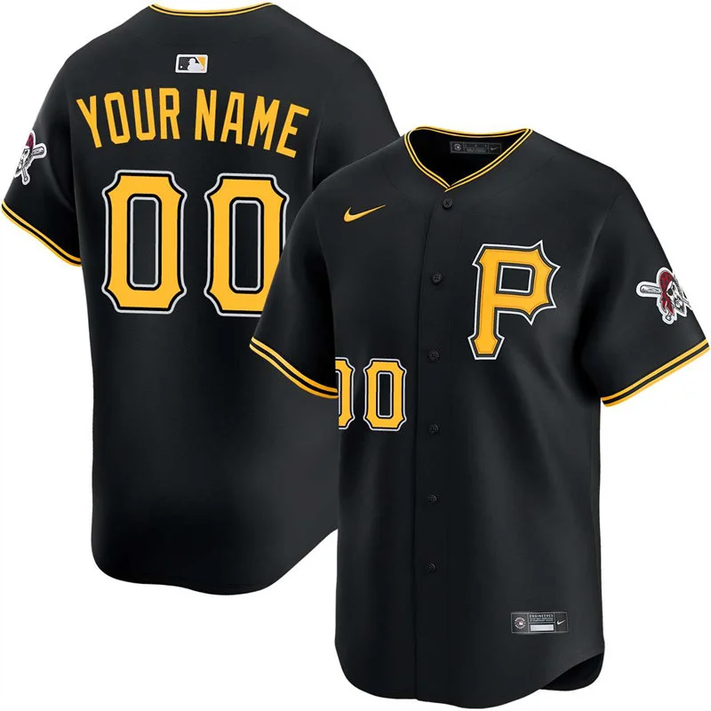 Pittsburgh Pirates Custom Nike Black Alternate Team Logo Limited Jersey