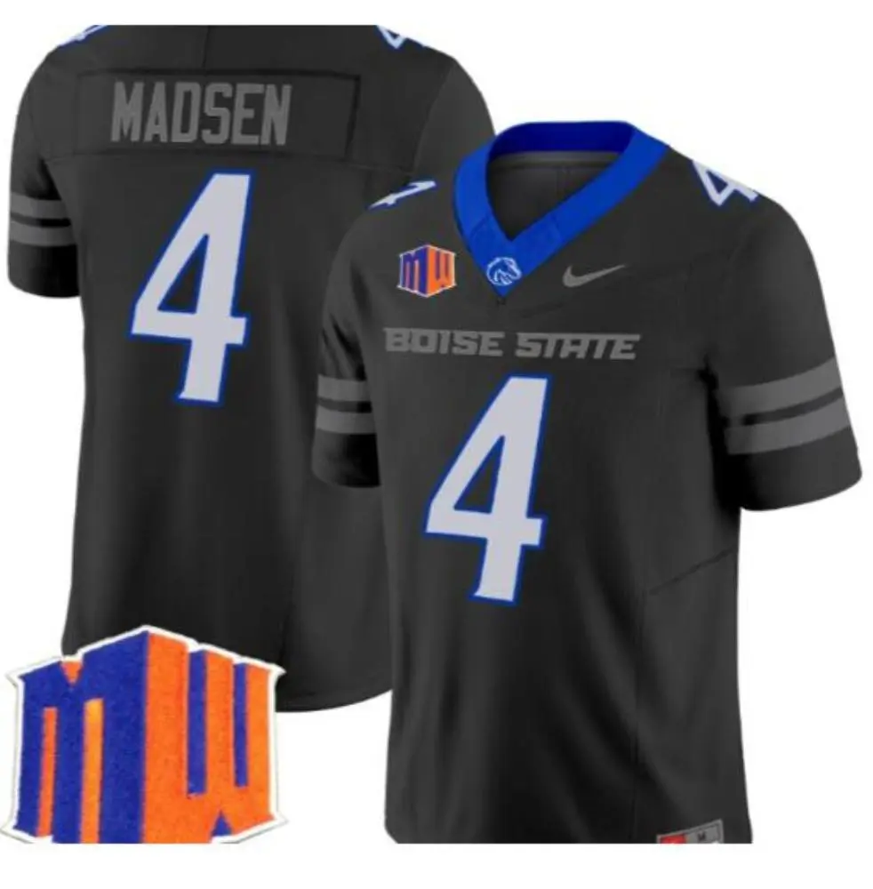 Mens Boise State Broncos #4 Maddux Madsen Nike 2024 Black College Football Game Jersey