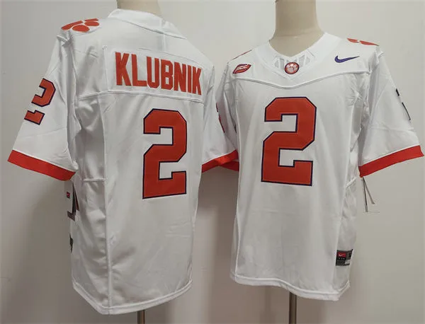 Mens Clemson Tigers #2 Cade Klubnik White College Football Game Jersey