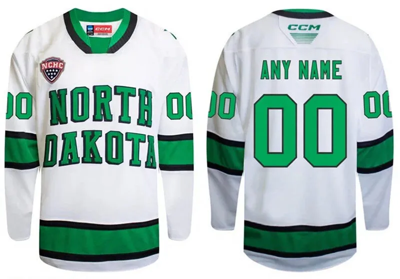 North Dakota Fighting Hawks Custom Home White 2025 North Dakota College Hockey Game Jersey