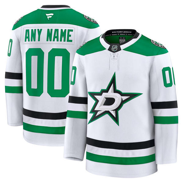Men's Dallas Stars Custom Fanatics White Away Jersey