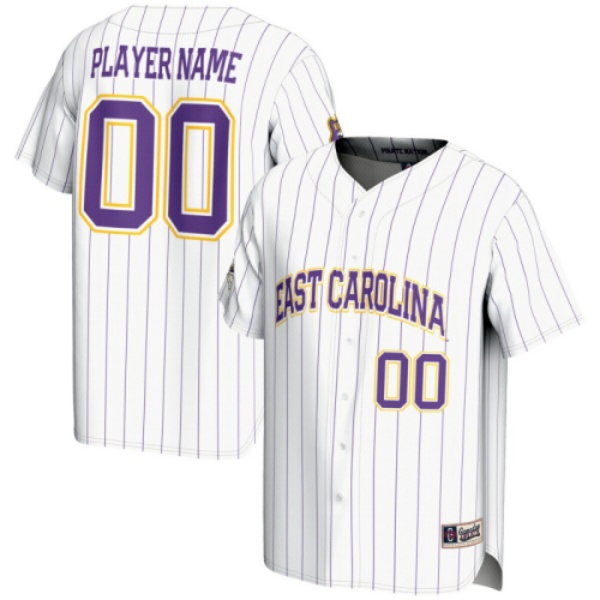 East Carolina Pirates Custom 2026 White Pinstripe  Baseball Game Jersey