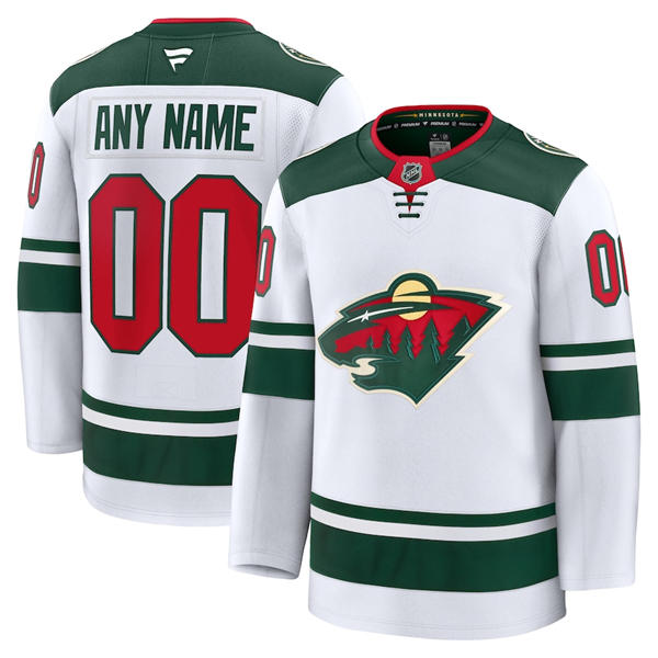 Men's Minnesota Wild Custom Stitched Fanatics Away White Jersey