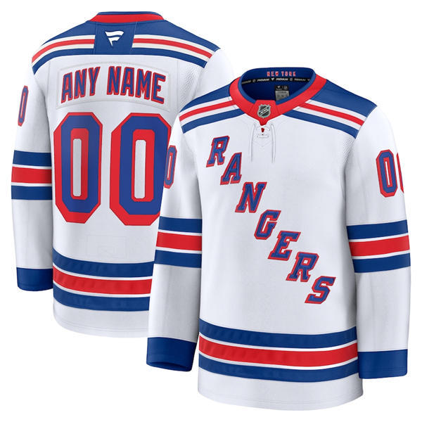 Men's New York Rangers Custom Fanatics White Away Primegreen Jersey