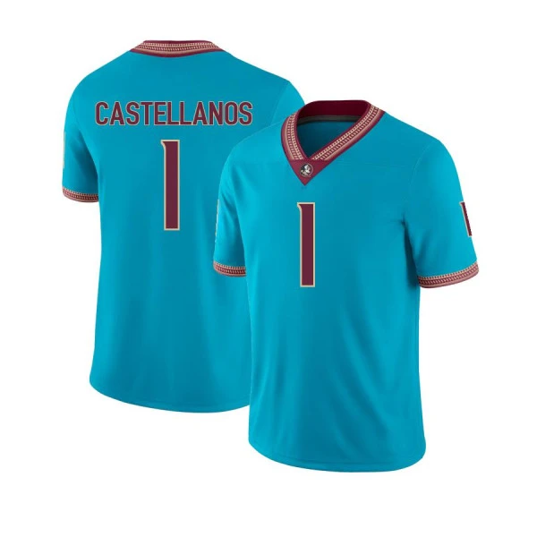 Florida State Seminoles #1 Thomas Castellanos Nike 2025 Blue Football Jersey