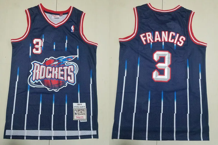 Mens Houston Rocket #3 Steve Francis Navy 1999-00 Hardwood Classic Throwback Jersey