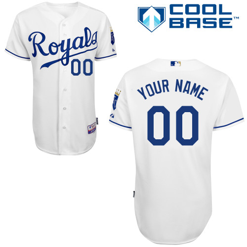 Men's Kansas City Royals Customized Home White Cool base Baseball Jersey