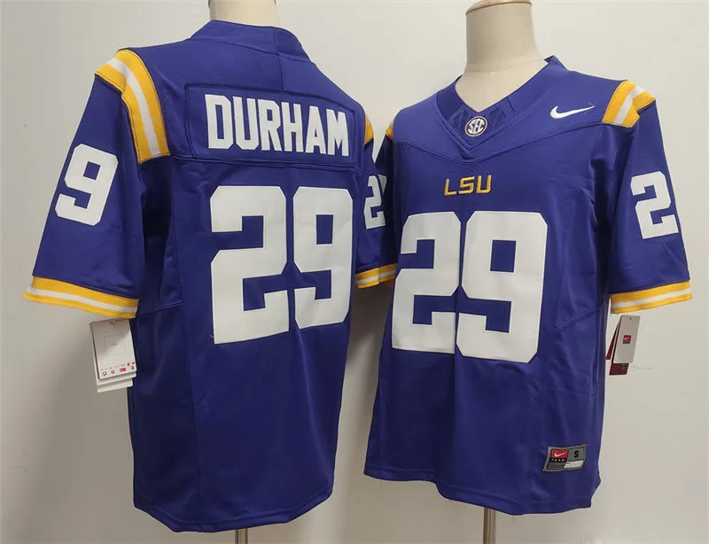 Mens LSU Tigers #29 Caden Durham Purple F.U.S.E. Limited College Football Game Jersey