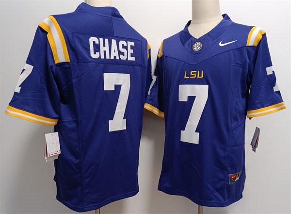 Men's LSU Tigers #7 Ja'Marr Chase Nike Purple College Game Football Jersey