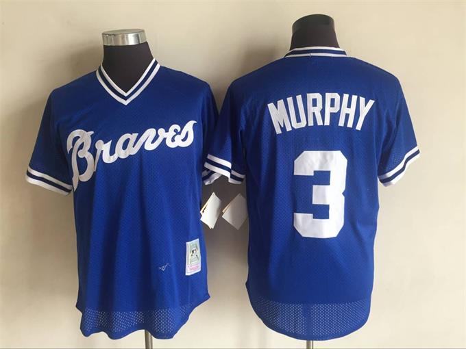 Mitchell&Ness Atlanta Braves #3 Dale Murphy Mesh Batting Practice Blue Throwback Jersey