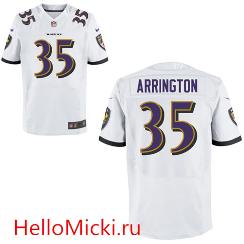 Men's Baltimore Ravens #35 Kyle Arrington White Road NFL Nike Elite Jersey