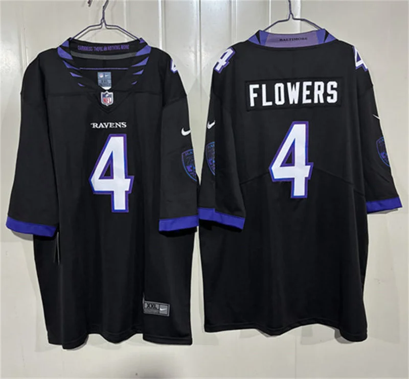 Men's Baltimore Ravens #4 Zay Flowers Nike 2026 Next Flight Black Alternate Vapor F.U.S.E Limited Jersey