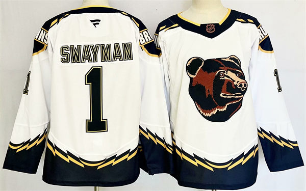 Men's Boston Bruins #1 Jeremy Swayman Fanatics White Reverse Retro 2.0 Primegreen Jersey