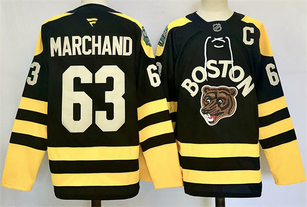 Mens Boston Bruins #63 Brad Marchand Fanatics Black 2023 Winter Classic Jersey