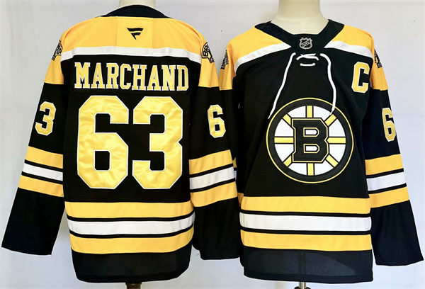 Men's Boston Bruin #63 Brad Marchand Fanatics Black Home Primegreen Player Jersey