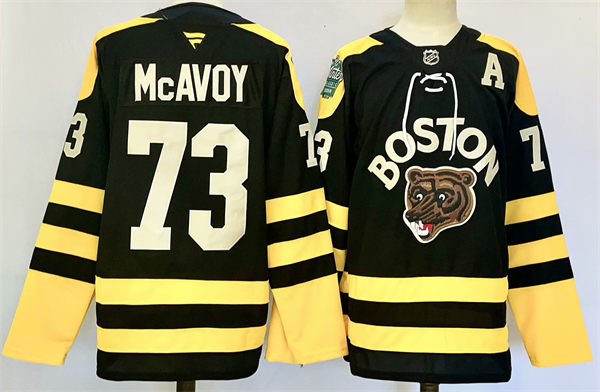 Mens Boston Bruins #73 Charlie McAvoy Fanatics Black 2023 Winter Classic Jersey