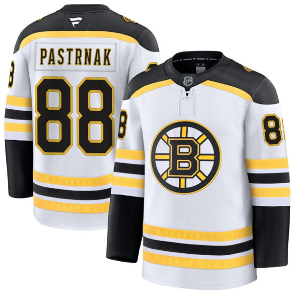 Mens Boston Bruin #88 David Pastrnak adidas Away White Jersey
