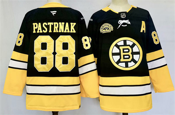 Men's Boston Bruins #88 David Pastrnak Fanatics Black Alternate 100th Anniversary Premium Jersey