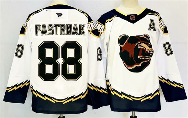 Men's Boston Bruins #88 David Pastrnak Fanatics White Reverse Retro 2.0 Primegreen Jersey