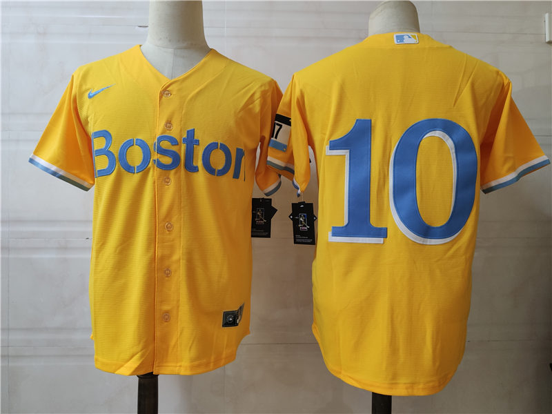 Men's Boston Red Sox #10 Hunter Renfroe Yellow 2021 Nike MLB City Connect Jersey