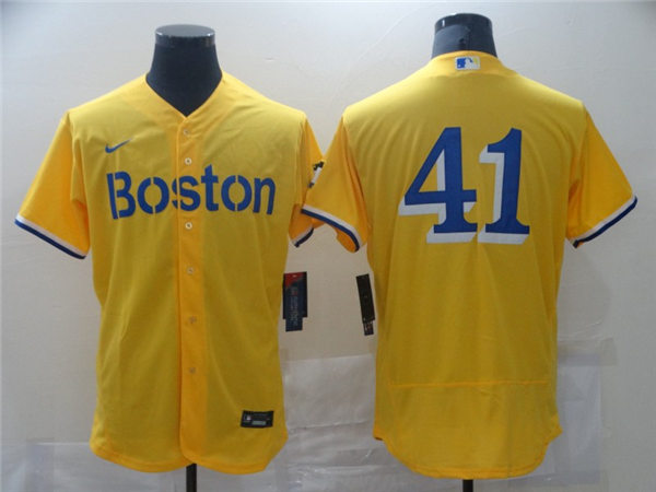 Men's Boston Red Sox #41 Chris Sale Yellow 2021 Nike MLB City Connect Jersey