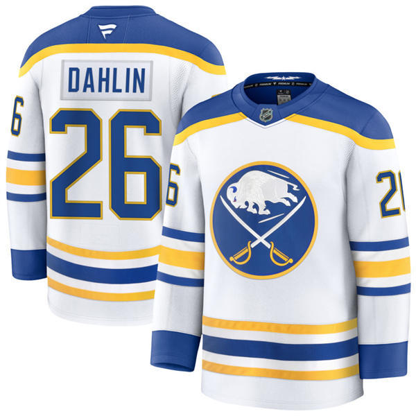 Men's Buffalo Sabres #26 Rasmus Dahlin Fanatics Away White Jersey