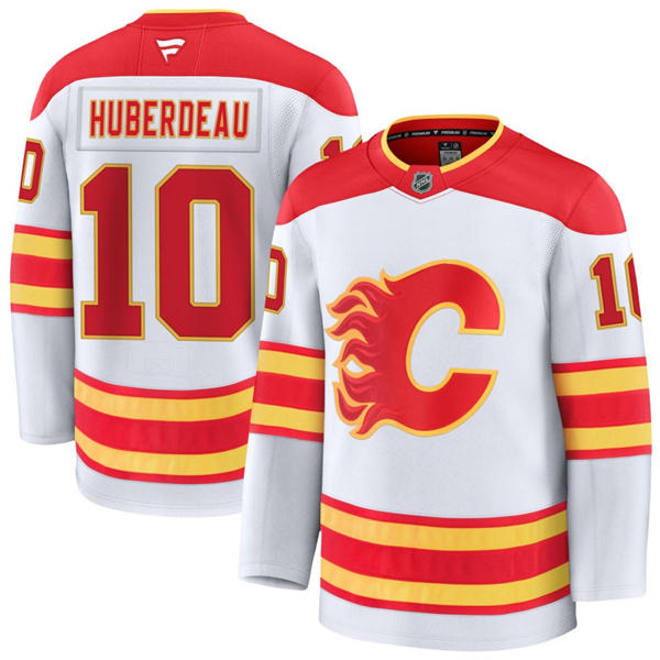 Men's Calgary Flames #10 Jonathan Huberdeau Fanatics White Away Player Jersey