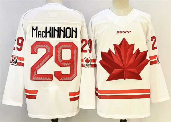 Men's Canada #29 Nathan MacKinnon 2026 Canada Olympic Hockey White