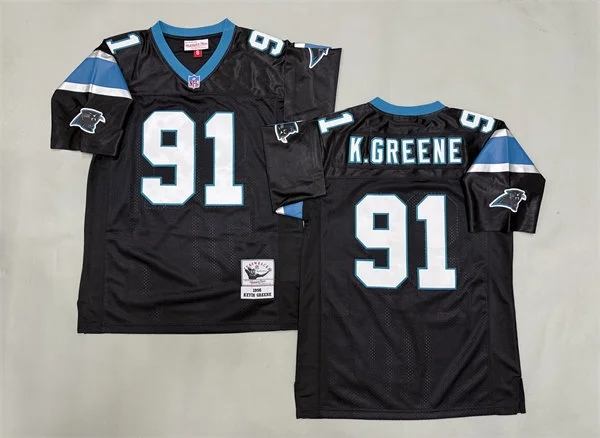 Men's Carolina Panthers #91 Kevin Greene 1996 Mitchell & Ness Black Throwback Football Jersey