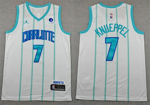Men's Charlotte Hornets #7 Kon Knueppel White Association Edition Swingman Jersey