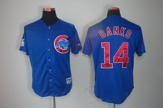 Men's Chicago Cubs #14 Ernie Banks 1994 Blue Throwback Jersey