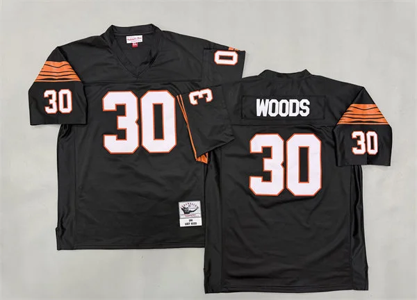 Men's Cincinnati Bengals #30 Ickey Woods 1988 Black Throwback Jersey