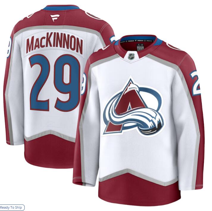 Men's Colorado Avalanche #29 Nathan MacKinnon Fanatics White Away Premier Player Jersey