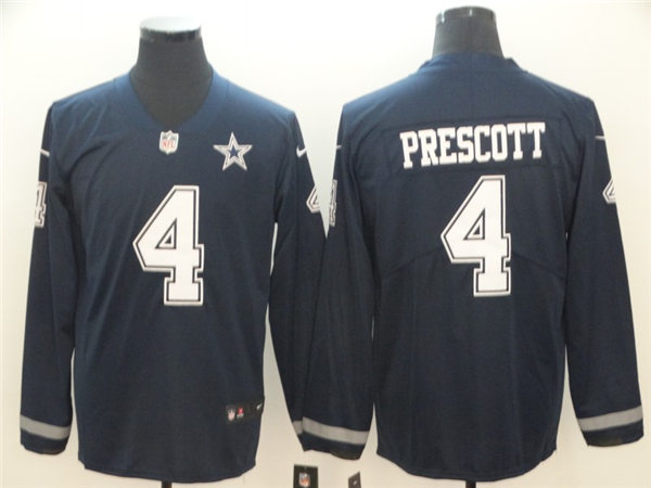 Men's Dallas Cowboys #4 Dak Prescott Teams Nike Therma Long Sleeve Jersey