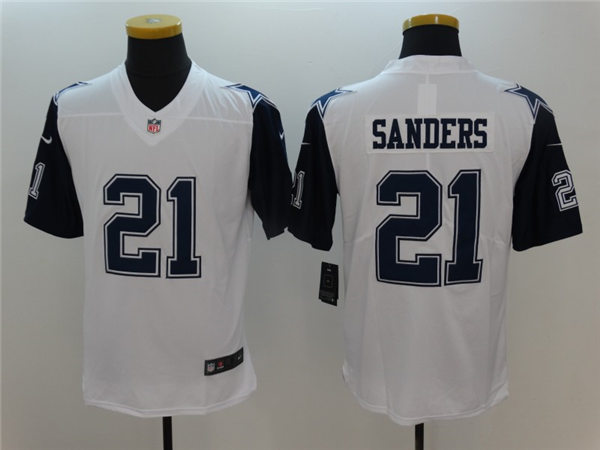 Men's Dallas Cowboys Retired Player #21 Deion Sanders Nike White Color Rush Legend Player Jersey