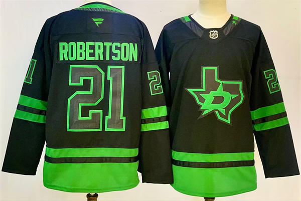 Mens Dallas Stars #21 Jason Robertson Fanatics Blackout Alternate Jersey