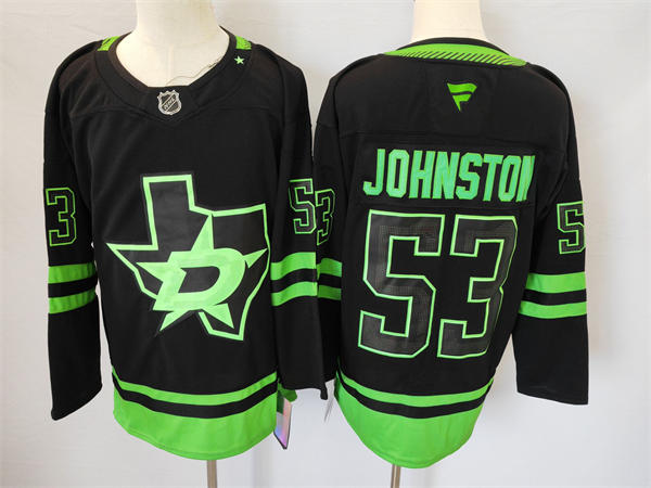 Men's Dallas Stars #53 Wyatt Johnston Fanatics Blackout Alternate Jersey