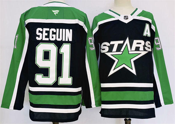 Men's Dallas Stars #91 Tyler Seguin Fanatcis Black Reverse Retro 2.0 Jersey