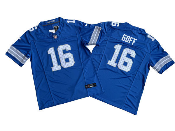 Mens Detroit Lions #16 Jared Goff Nike 2024 Blue Vapor F.U.S.E. Limited Jersey