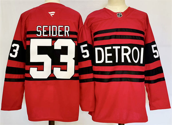 en's Detroit Red Wings #53 Moritz Seider Red Fanatics 2022 Reverse Retro Primegreen Jersey