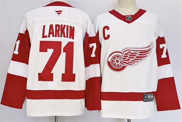 Men's Detroit Red Wings #71 Dylan Larkin Fanatics  White Away Jersey